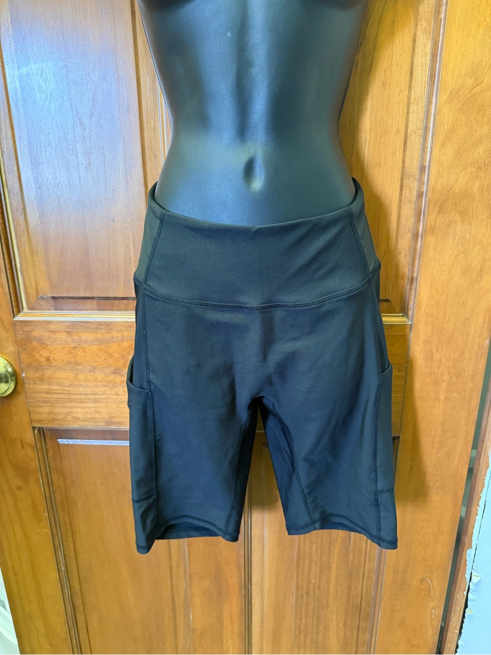 Women’s Black High-Waist Bike Shorts with Side Pockets
